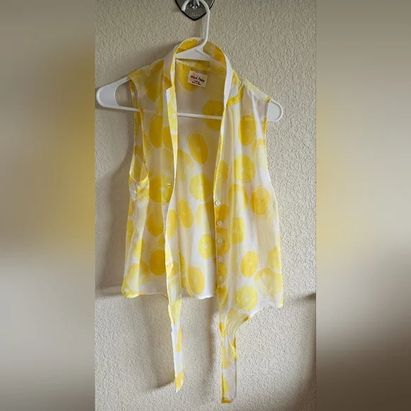 Sheer lemon button and tie front shirt - Picture 8 of 8